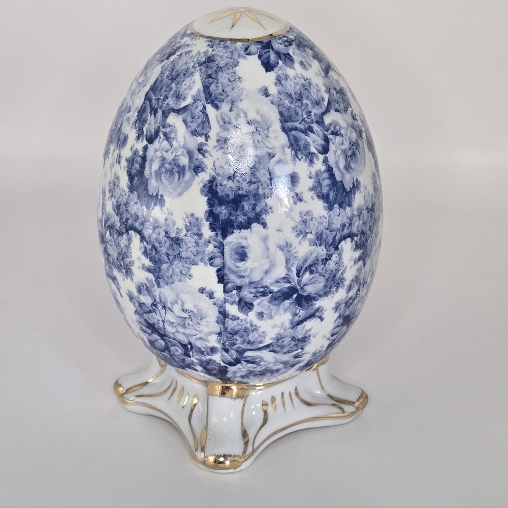 Formalities by Baum Bros Blue & White Porcelain Potpourri Egg Jar